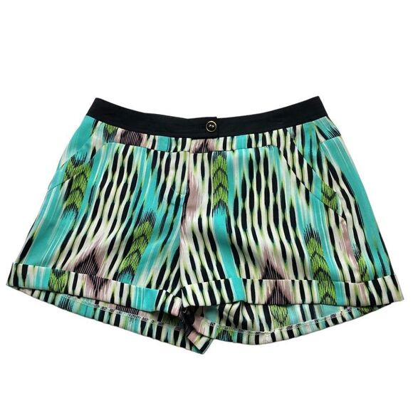 Jennifer Lopez Wm’s Sz 6 Blue Green Black Abstract Dressy Classic Shorts - Picture 1 of 4